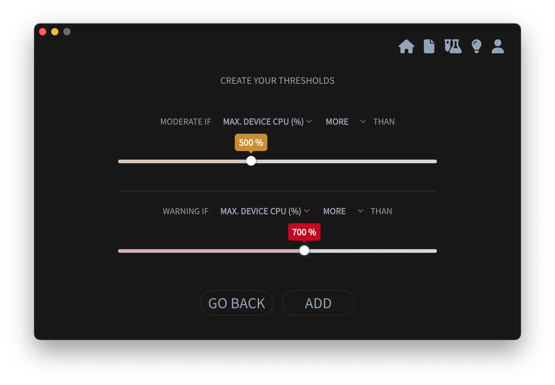 Apptim Desktop - Creating threshold - Step 5